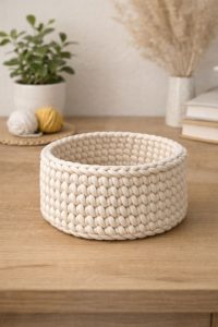 Patrón de cesta tejida a crochet