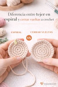 Diferencia entre tejer en espiral y cerrar vueltas a crochet
