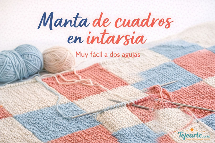 Manta de cuadros muy fácil en punto