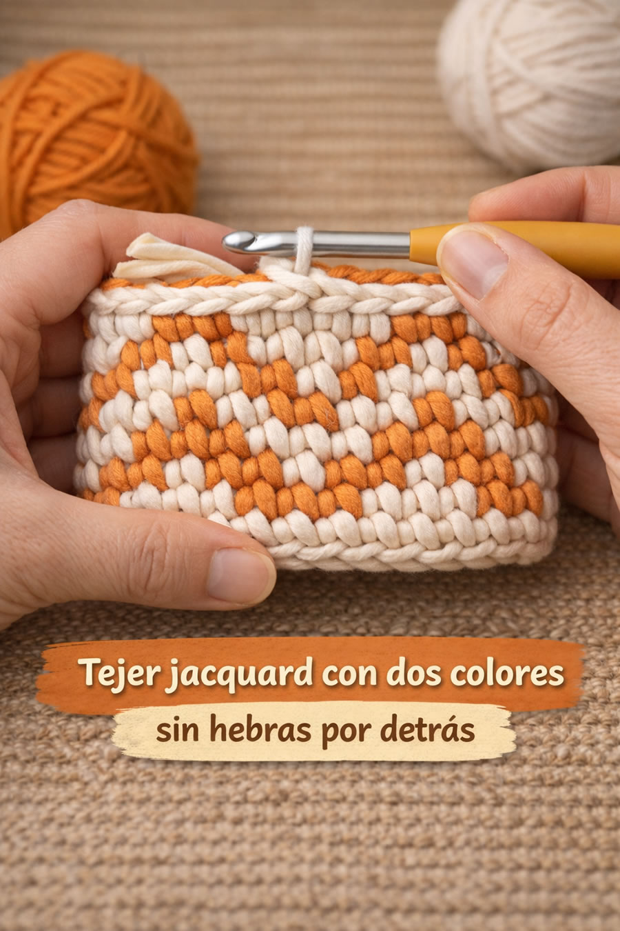 Tejer jacquard con dos colores sin hebras por detrás