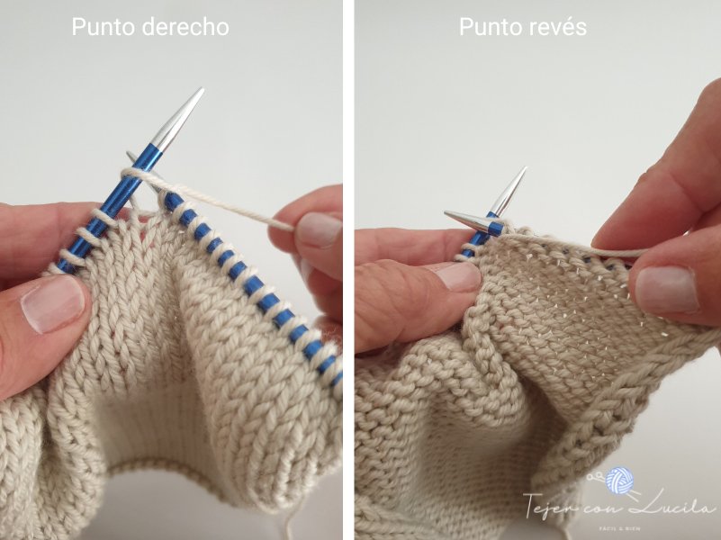 Tejer punto derecho a dos agujas