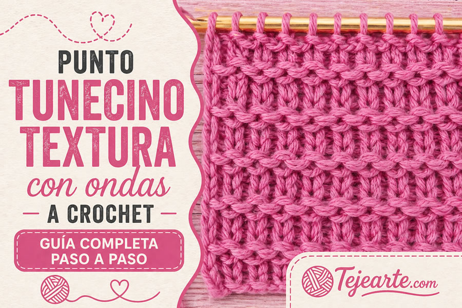 Punto tunecino con ondas a crochet