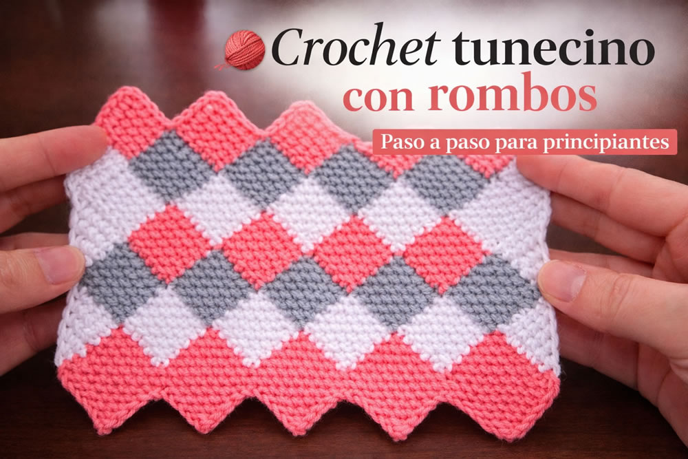 Crochet tunecino con rombos