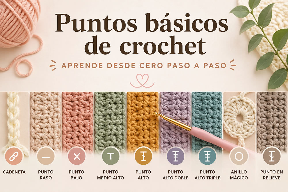 Puntos básicos de crochet: guía completa