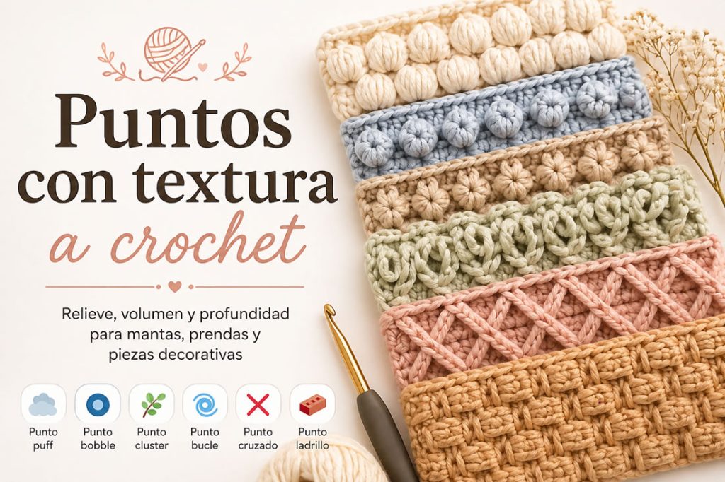 Puntos con textura de crochet paso a paso