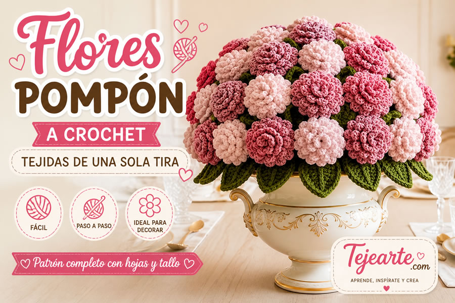 Flores pompón a crochet