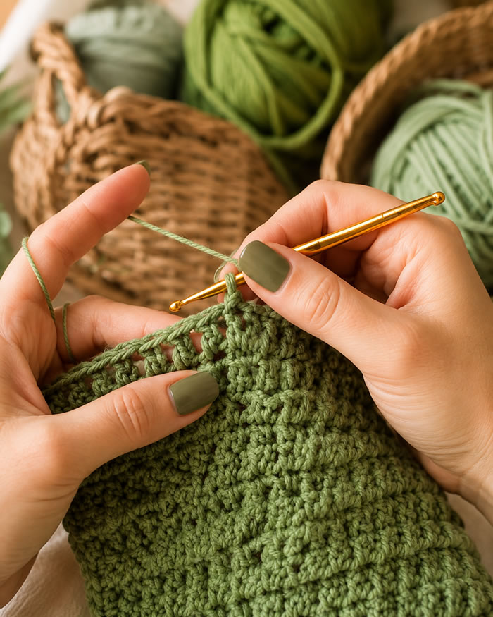 Manos aprendiendo crochet paso a paso