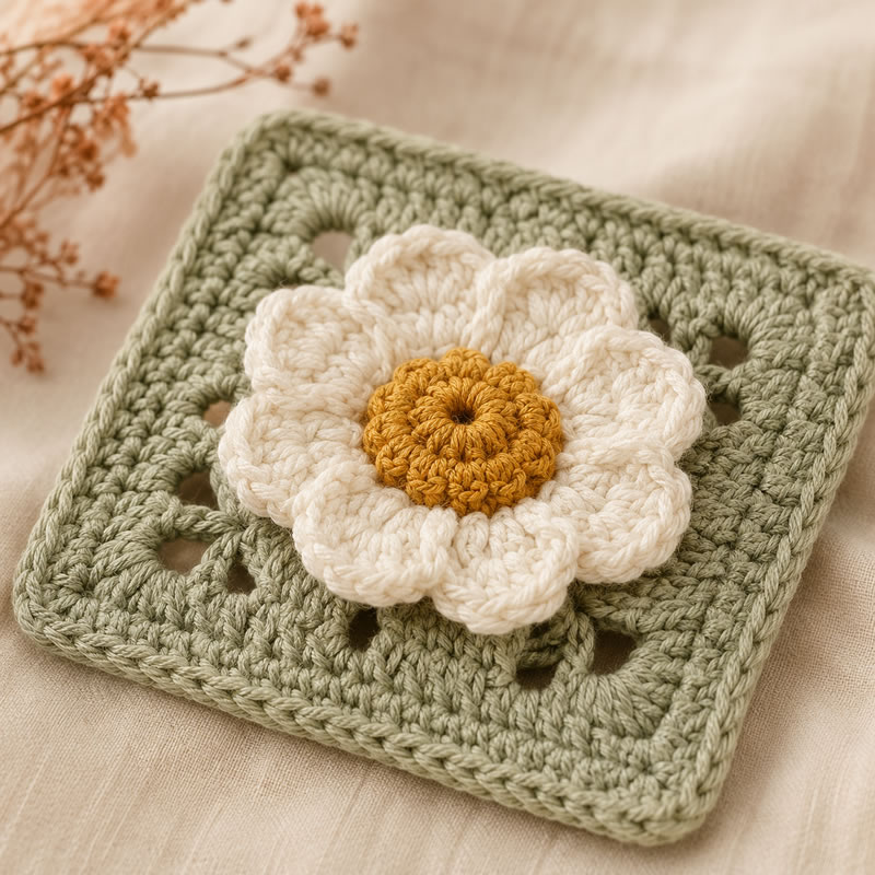 Detalle de flor tejida a crochet